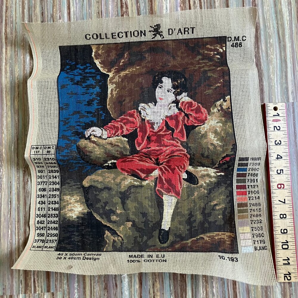 The Red Boy Needlepoint Embroidery Canvas 10-193 Vintage Collection D'art 12x15"